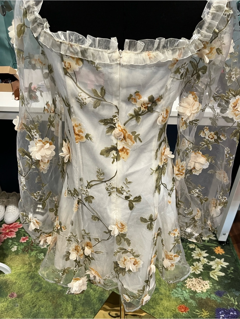 NWOT Sugar Thrillz Floral Embroidered Mini Dress - Picture 2 of 7